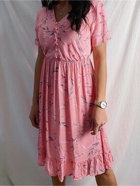 Ces Femme Pink Floral Midi Dress